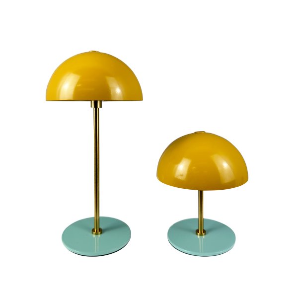 Along set 20cm Veelkleurig Draagbare Van Dyberg Larsen - Deze draadloze lampen zijn gemaakt van messing met gekleurde metalen lampenkappen en bieden drie helderheidsniveaus zonder schittering.