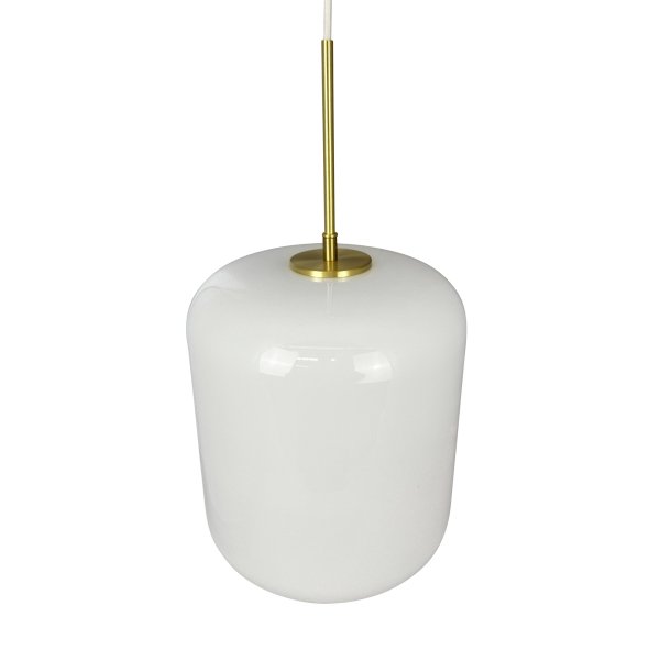Silvia Ø25 Messing hanglamp Van Dyberg Larsen - Silvia is een serie plafondlampen van mondgeblazen opaalglas met een glanzend oppervlak, een fitting van messing en een wit textielsnoer.