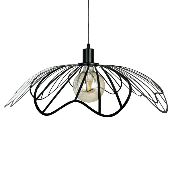 Blumen Ø60 Matzwart hanglamp Van Dyberg Larsen - Den sprider ett sofistikerat ljus och fungerar som en unik mittpunkt i hemmet, vare sig den h&auml;nger &ouml;ver matbordet, i vardagsrummet eller i entr&eacute;n.