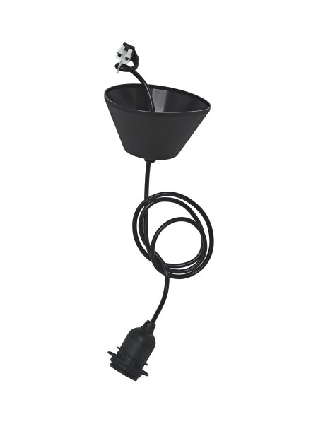 Saigon Ø28 Grijs hanglamp Van PR Home - De plafondlamp wordt geleverd met een zwarte plafondbevestiging voor gebruik binnenshuis.