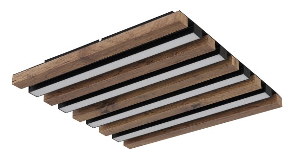 Hayden 45cm Hout plafondlamp Van Globo Lighting - Den kvadratiska plafonden Hayden &ouml;vertalar med sin moderna akustikpanel-look och bidrar med en h&auml;rlig ljusspridning i rummet.