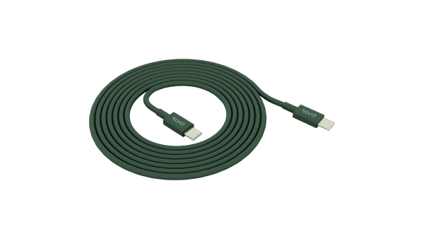 USB-C naar USB-C Donkergroen Van Kord - Deze 1,8 meter lange USB-C-kabel van duurzaam PVC is zorgvuldig op kleur afgestemd en past perfect bij uw Cuboid van Kord.