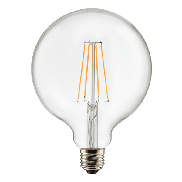 E27 7W 2200K 3-staps dimbaar Transparant Van Unison - De Globe 125mm heldere E27 lichtbron met een lichtopbrengst van 7W en een warm licht van 2200K is perfect voor het cre&euml;ren van een sfeervolle en comfortabele sfeer.