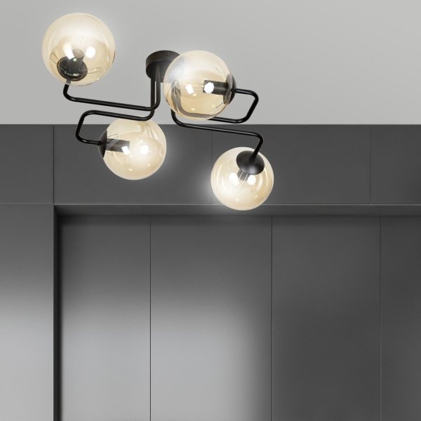 Brendi 55cm Amber plafondlamp Van Emibig Lighting - De Brendi-serie zorgt voor effectieve verlichting, zelfs in grotere ruimtes, en past naadloos in diverse woonomgevingen.