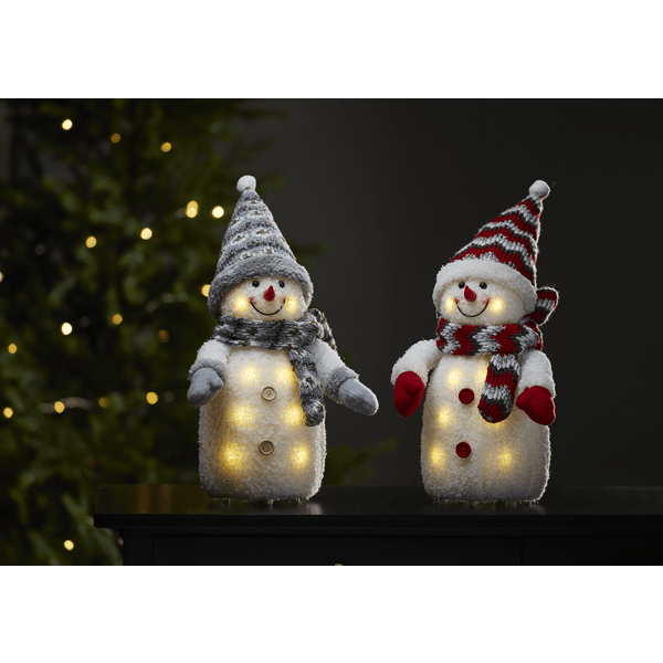 Joylight Sneeuwpop Wit Van Star Trading - Decoratief figuur in de vorm van een gezellige sneeuwpop op batterijen, met ledverlichting.