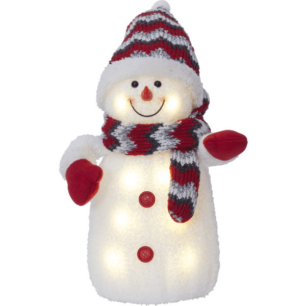 Joylight Sneeuwpop Wit Van Star Trading - Decoratief figuur in de vorm van een gezellige sneeuwpop op batterijen, met ledverlichting.