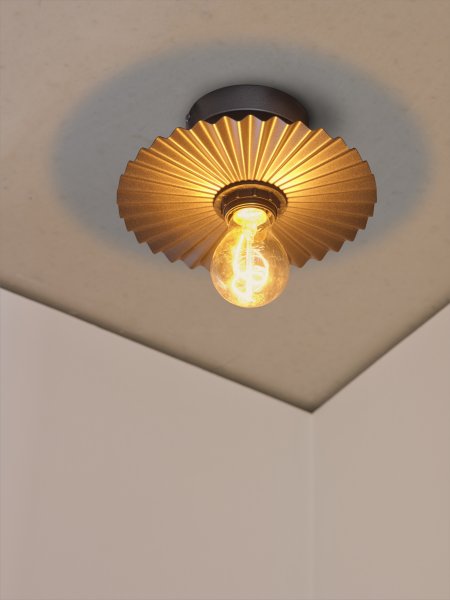 Plissee Ø20 Donkergrijs plafondlamp Van Ledvance - Den v&aring;giga sk&auml;rmen skapar ett vackert ljusspel i rummet n&auml;r lampan &auml;r t&auml;nd.
