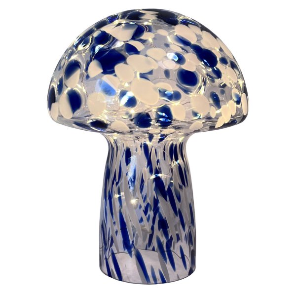 Mushroom 23cm Blauw tafellamp Van Pixie Design - De paddenstoellamp van Pixie Design heeft een prachtig design met een gemarmerd oppervlak in blauw.