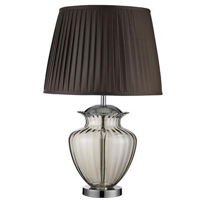 Elina 70cm Bruin tafellamp Van Searchlight - De lamp is gecombineerd met een eenvoudige bruine stoffen kap die zorgt voor een aangenaam, diffuus licht - perfect voor het creëren van een ontspannen sfeer.