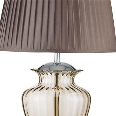 Elina 70cm Bruin tafellamp Van Searchlight - De lamp is gecombineerd met een eenvoudige bruine stoffen kap die zorgt voor een aangenaam, diffuus licht - perfect voor het creëren van een ontspannen sfeer.