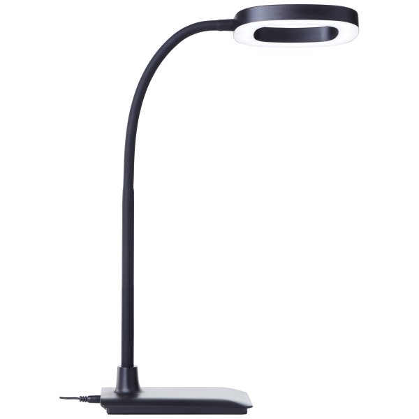 Maskat 43cm Zwart bureaulamp Van Brilliant - De helderheid is in drie standen instelbaar met een praktische dimmer op de lampvoet, waardoor je de verlichting eenvoudig kunt aanpassen aan je behoeften.