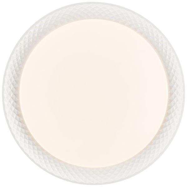 Burlie Ø40 Wit plafondlamp Van Brilliant - Het ge&iuml;ntegreerde ledpaneel straalt een helder licht van 2400 lm uit dat in drie stappen dimbaar is met de meegeleverde afstandsbediening.