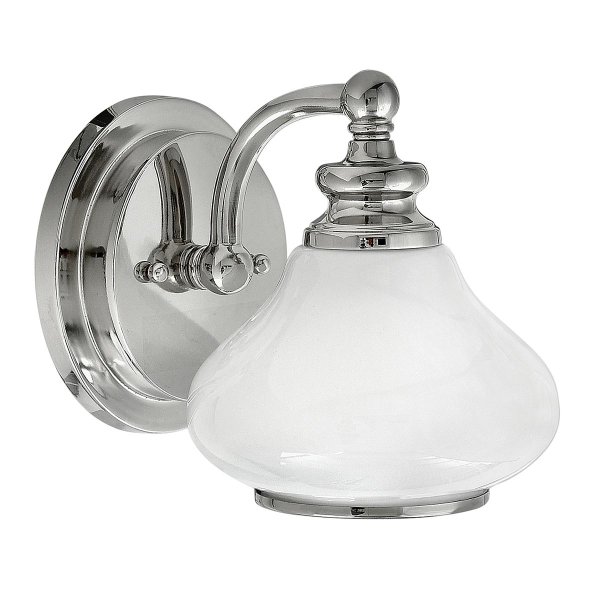 Ainsley Ø16 Gepolijst chroom badkamerlamp Van Elstead Lighting - Het heeft een opaalglazen koepel die elegant is afgewerkt met een decoratieve afwerkring.