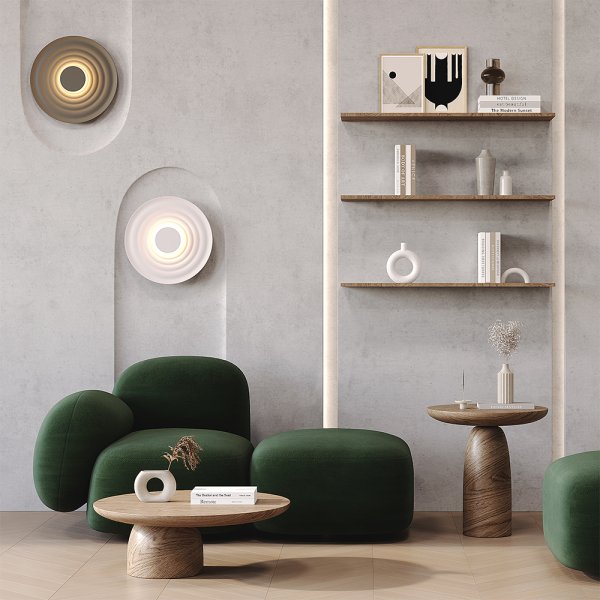 Nami Ø40 Grijs wandlamp Van Maytoni - Gemaakt van metaal met een elegante grijze afwerking, cre&euml;ert hij een stijlvolle uitstraling die zowel in de hal als in de woonkamer of keuken past.