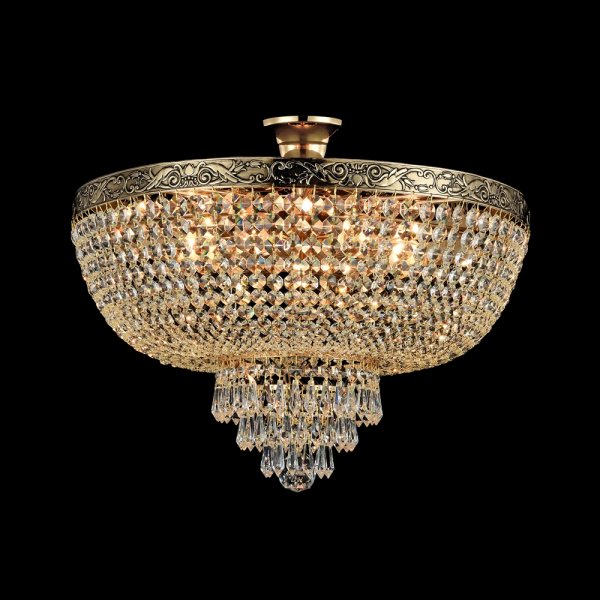 Palace Ø50 Antiek goud kristal Van Maytoni - De fonkelende prisma's weerkaatsen het licht en creëren een stralend lichtspel dat de kamer een luxueuze uitstraling geeft.