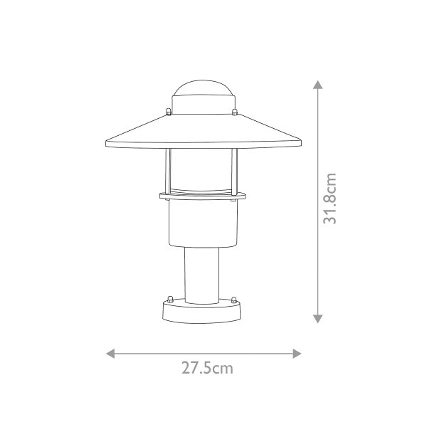 Klampenborg 32cm Zwart Van Elstead Lighting - Tillverkad av rostfritt st&aring;l i svart finish och glas, erbjuder den en robust konstruktion som st&aring;r emot v&auml;der och vind.