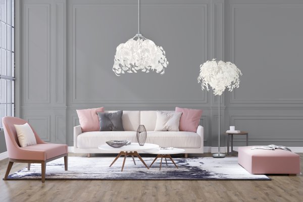 Leavy Wit vloerlamp Van Trio Lighting - De Leavy vloerlamp is een uniek en indrukwekkend element in uw huis met zijn decoratieve kunststof bladeren die de lamp een onderscheidende en betoverende stijl geven.