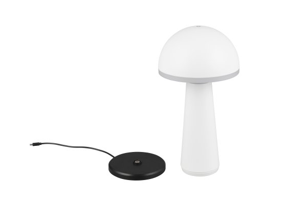 Fungo 30cm Wit Draagbare Van Trio Lighting - De draagbare tafellamp Fungo combineert een tijdloos design met innovatieve functies, waardoor het een favoriet is onder de oplaadbare lampen.