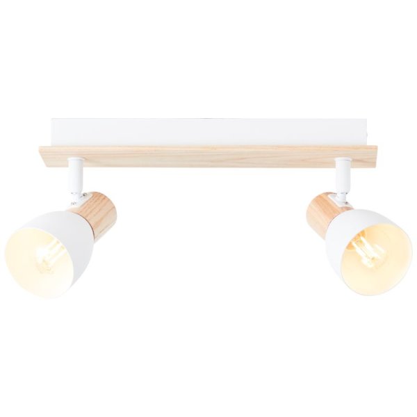 Daintree 2 Wit spot Van Brilliant - De houten details van de lamp creëren een spannende combinatie van natuur en functionaliteit en geven de kamer een warme en stijlvolle uitstraling.