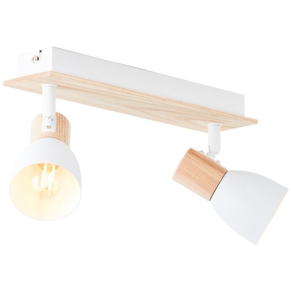 Daintree 2 Wit spot Van Brilliant - De houten details van de lamp creëren een spannende combinatie van natuur en functionaliteit en geven de kamer een warme en stijlvolle uitstraling.