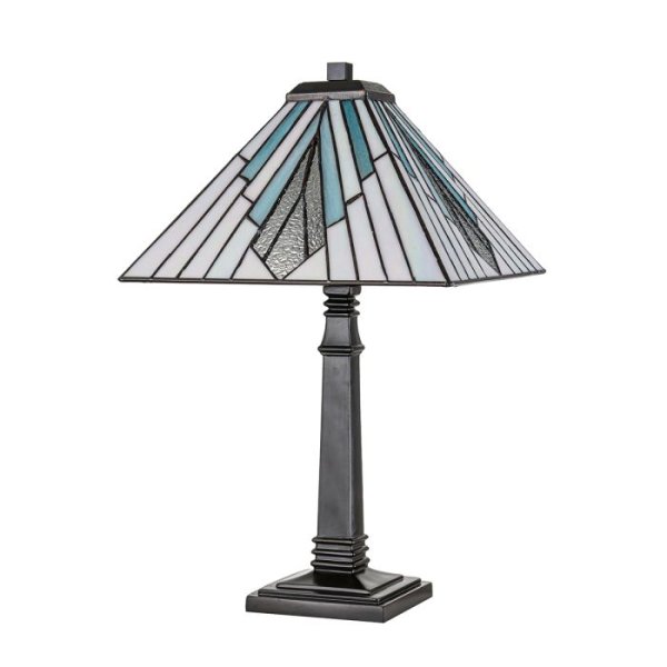 Alderley 50cm Veelkleurig Van Elstead Lighting - De metalen onderdelen hebben een diepe vintage bronzen afwerking en een klassiek art-decodesign, wat zorgt voor een tijdloze en elegante uitstraling.