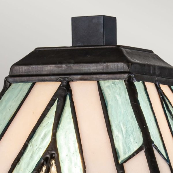 Alderley 35cm Veelkleurig Van Elstead Lighting - De metalen onderdelen hebben een diepe vintage bronzen afwerking en een klassiek art-decodesign, wat zorgt voor een tijdloze en elegante uitstraling.