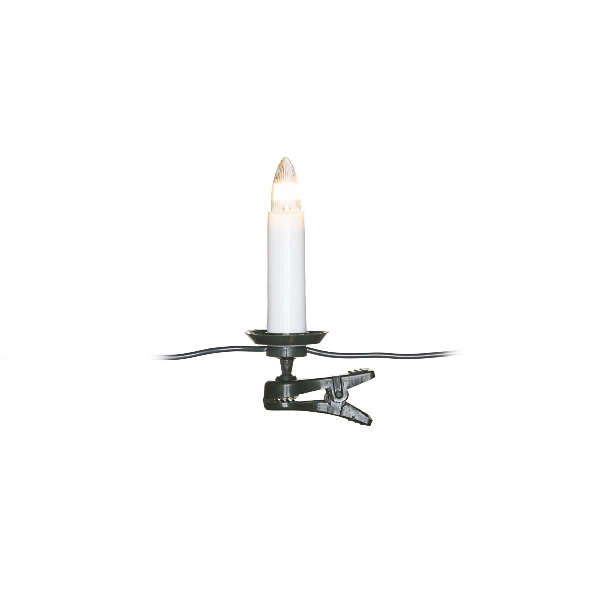Julgransbelysning varmvit 16LED 7,5m Wit Van Konstsmide - De lampjes zijn voorzien van vervangbare E10-lampen en hangen aan een 7,5 meter lange groene lichtslinger die mooi opgaat in de takken van de boom.