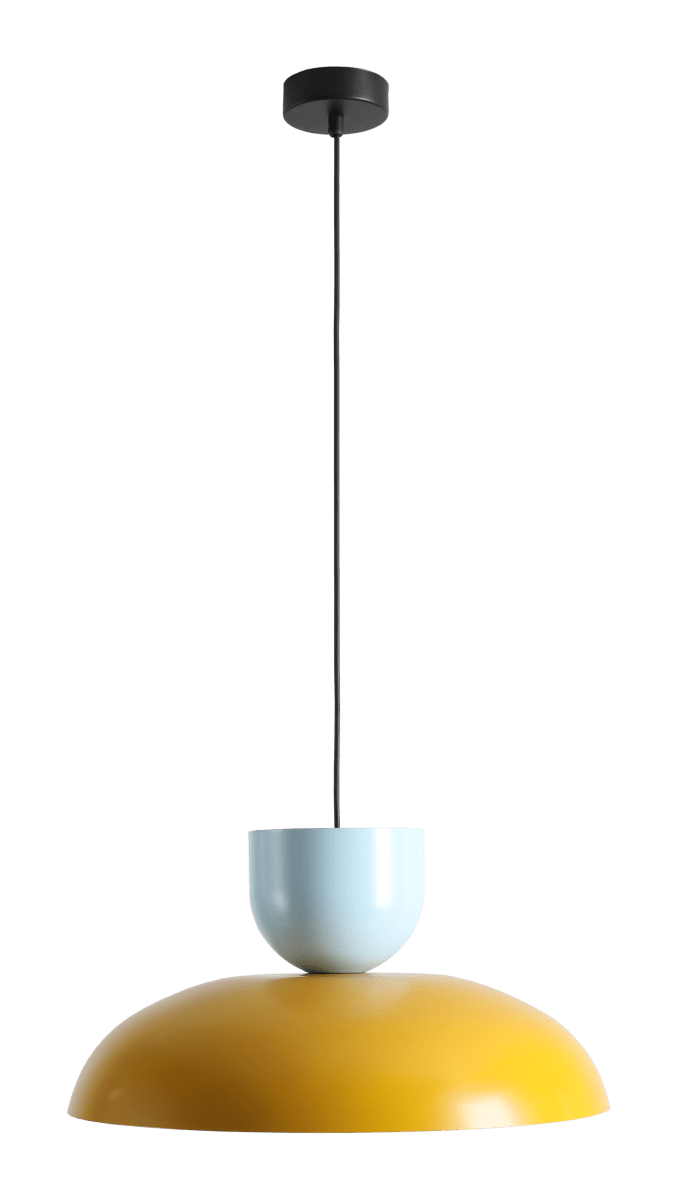 Ella Ø47 Geel/blauw hanglamp Van Artera - Met zijn prachtige kleuren mosterdgeel en lichtblauw is het een speels en stijlvol element in het interieur.