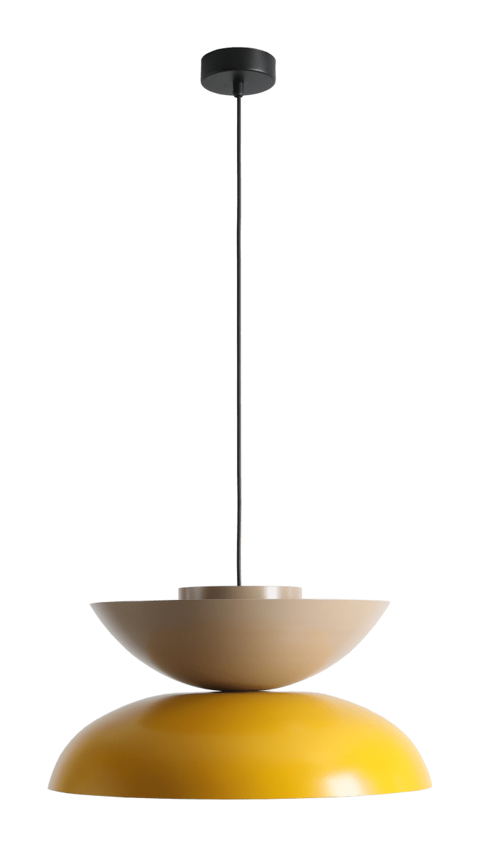 Millo Ø47 Geel/beige hanglamp Van Artera - Met zijn mosterdgele en beige kleuren is het een speels en stijlvol element in het interieur.
