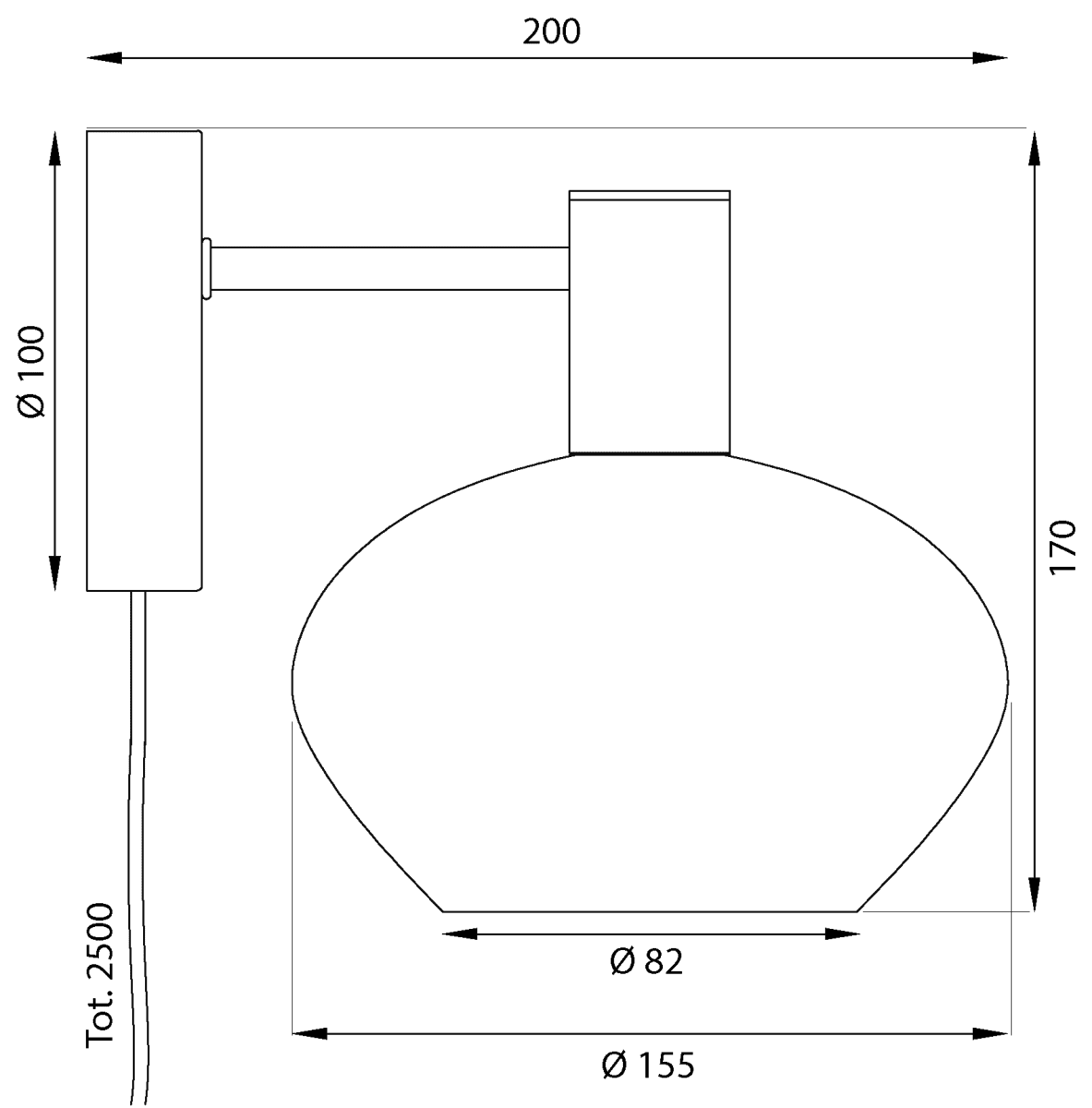 Bell Ø15 Rookgrijs wandlamp Van Aneta Lighting - De ronde glazen kap verspreidt een warm en aangenaam licht dat een uitnodigende sfeer in de kamer creëert.