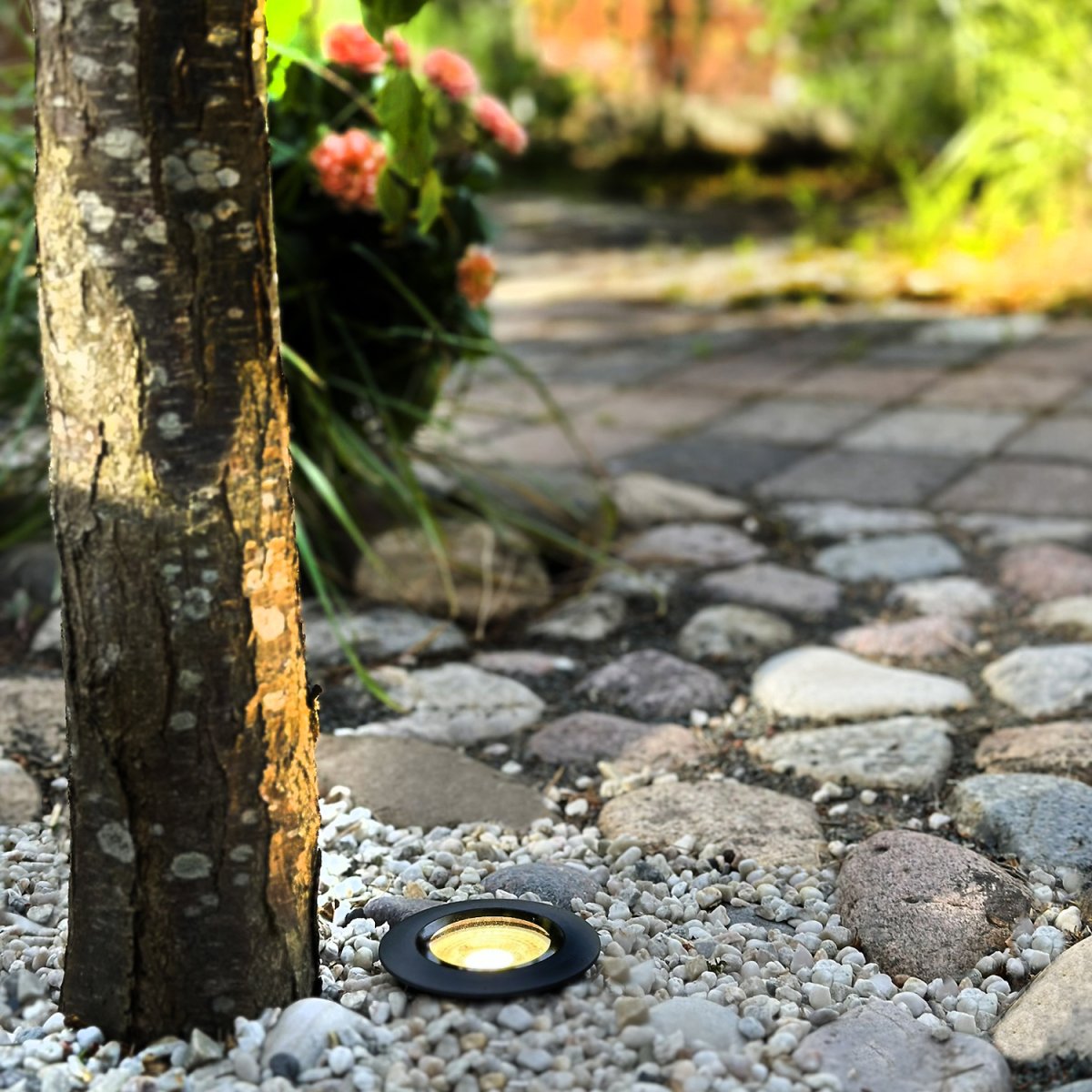 Onyx Donkergrijs Van Lightson - Att belysa ensamma tr&auml;d som st&aring;r direkt i gr&auml;smattan eller stens&auml;ttningen &auml;r v&auml;ldigt effektfullt f&ouml;r en tr&auml;dg&aring;rd.