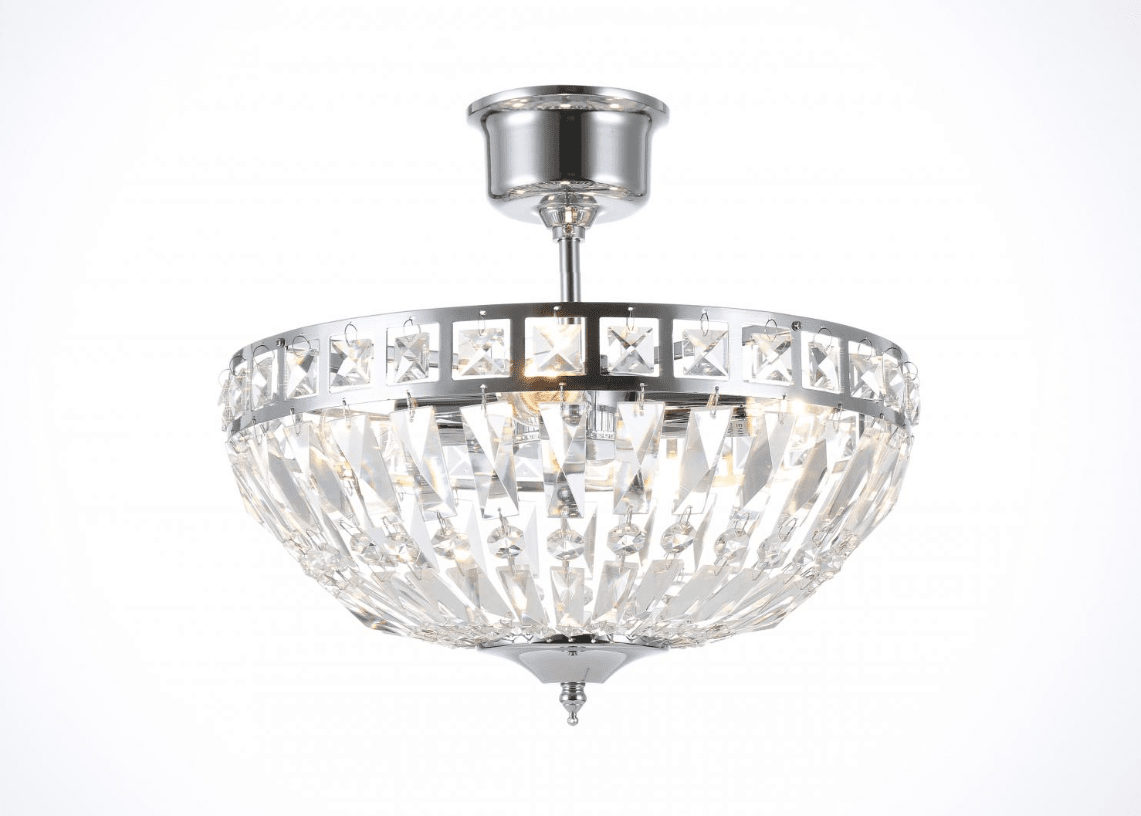  Flores Ø35 Zilver kristal Van Norrsken Design - De Flores plafondlamp in chroom is een elegante en verfijnde lichtbron die elke kamer verfraait met zijn moderne design en exclusieve details.