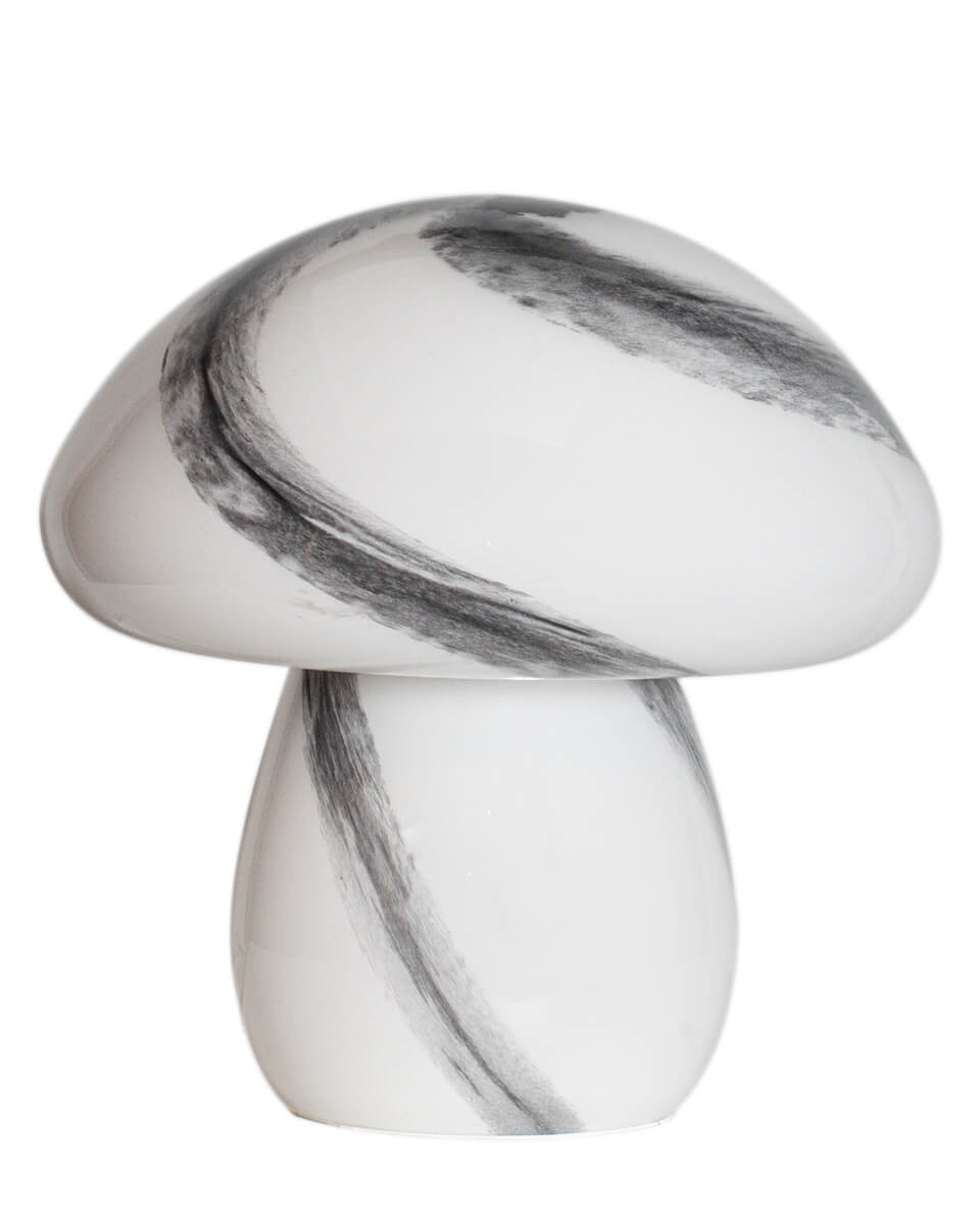 Mira Mushroom 30cm Wit/zwart tafellamp Van By Rydéns - De lamp is niet alleen een functionele lichtbron, maar ook een artistiek detail dat uw interieur accentueert met zijn op de natuur ge&iuml;nspireerde ontwerp en handgemaakte kwaliteit.