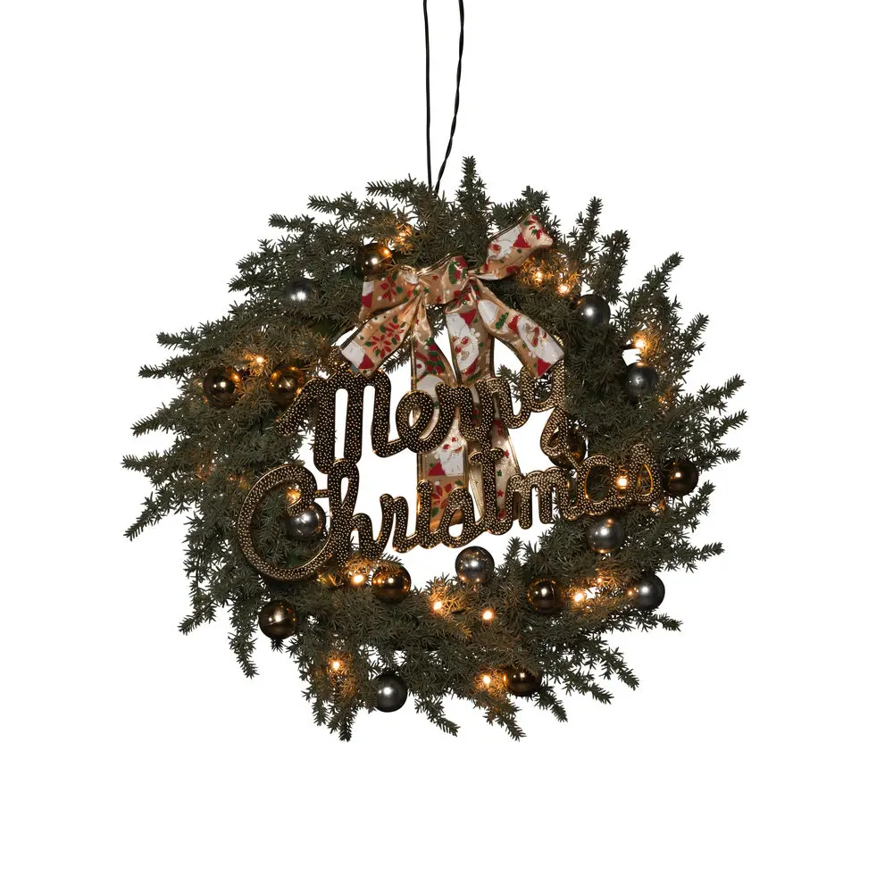 Grankrans Ø40 Groente Van Konstsmide - Perfect voor de deur of de muur - Verspreidt een warme kerstsfeer.