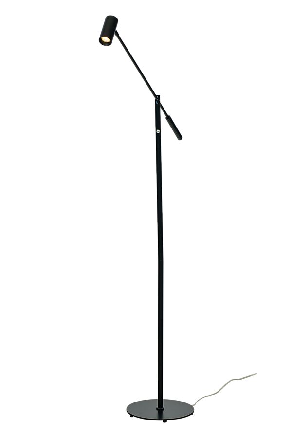 Concord Zwart vloerlamp Van Aneta Lighting - Zowel de lampenkop als de arm zijn verstelbaar, zodat u het licht eenvoudig kunt richten waar u maar wilt.