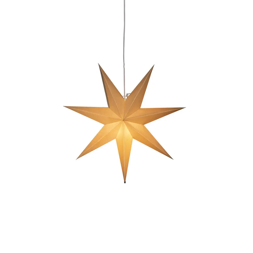 Papieren Ster Ø60 Beige Van Konstsmide - Ideaal om in het raam te hangen of tegen een mooie muur &ndash; een tijdloze decoratie die elke kamer met haar eenvoudige elegantie verfraait.