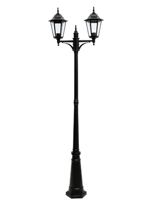 Kartano Twin 225cm Zwart lantaarnpaal Van Airam - Het klassieke design en de facetgeslepen glazen zijn tijdloos en benadrukken de klassieke uitstraling.