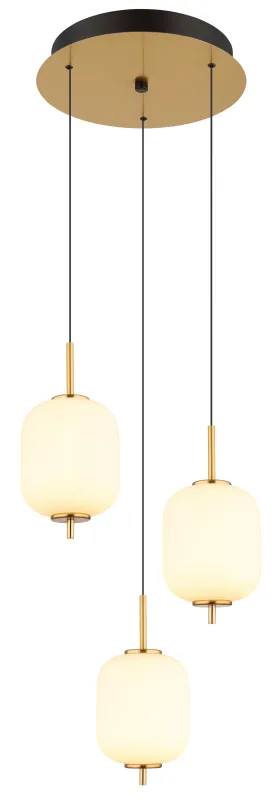 Ewald Ø38 Messing hanglamp Van Globo Lighting - &nbsp;Lampan &auml;r tillverkad av en exklusiv kombination av m&auml;ssing, mattsvart metall och opalglas, vilket ger en sofistikerad och harmonisk k&auml;nsla.