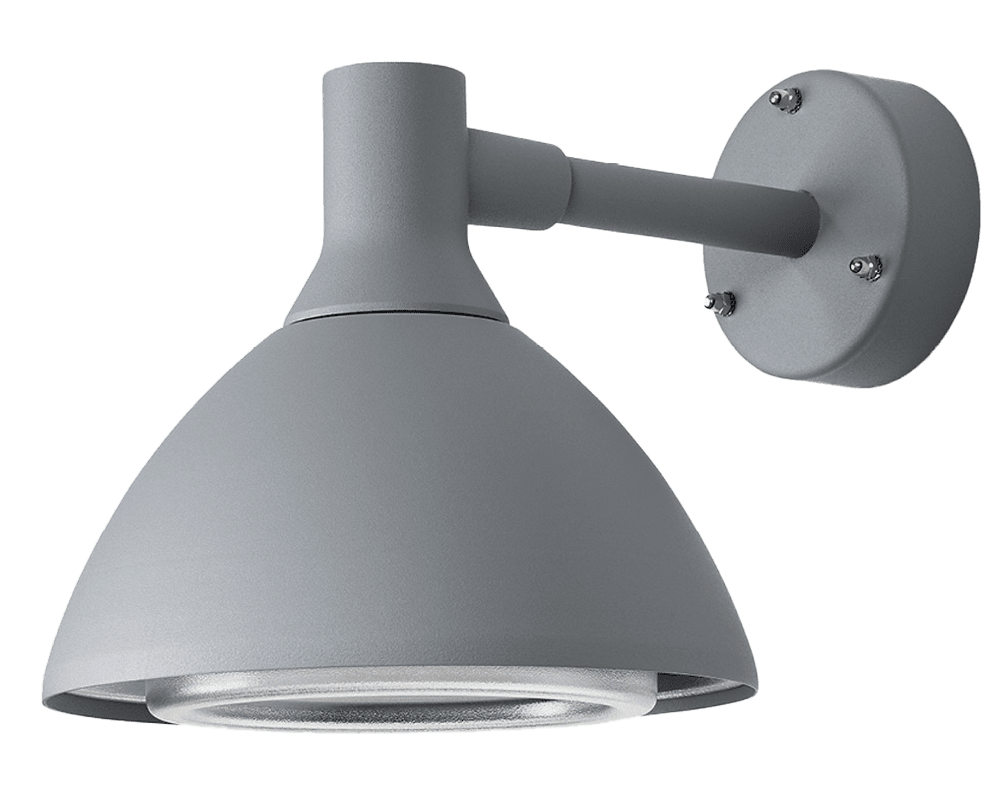 Ark Mini Grijs buitenlamp Van Westal - De wandlamp Ark mini is een wandarmatuur met een niet-verblindende downlight, gemaakt van verchroomd en gepoedercoat aluminium met een anti-verblindingsbescherming in PET-G.