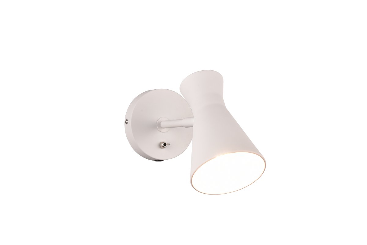Enzo 16cm Wit leeslamp Van Trio Lighting - De lamp kan met een snoer of direct aan de muur worden bevestigd en worden bediend met de schakelaar op de wandbeugel.