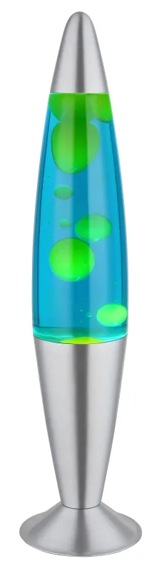 Etna Zilver kinderlamp Van Globo Lighting - Etna &auml;r en fascinerande lavalampa med bl&aring; v&auml;tska och gult vax som sm&auml;lter l&aring;ngsamt och skapar hypnotiska ljuseffekter.