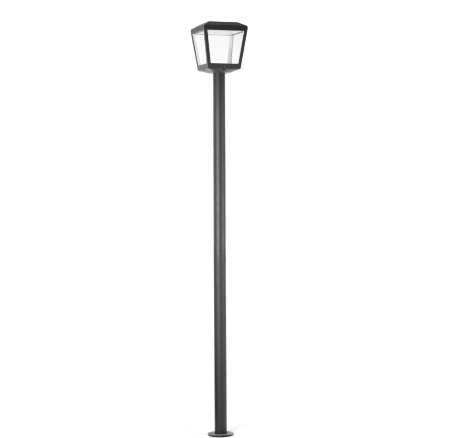 Plaza 220cm Grijs lantaarnpaal Van Faro Barcelona - PLAZA is een moderne paallamp voor terrassen en tuinen die gebruik maakt van LED-technologie.