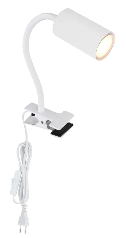 Robby Wit klemlamp Van Globo Lighting - Den lilla klassiska kl&auml;mlampan Robby kombinerar stil och funktion med sin design i vit metall.