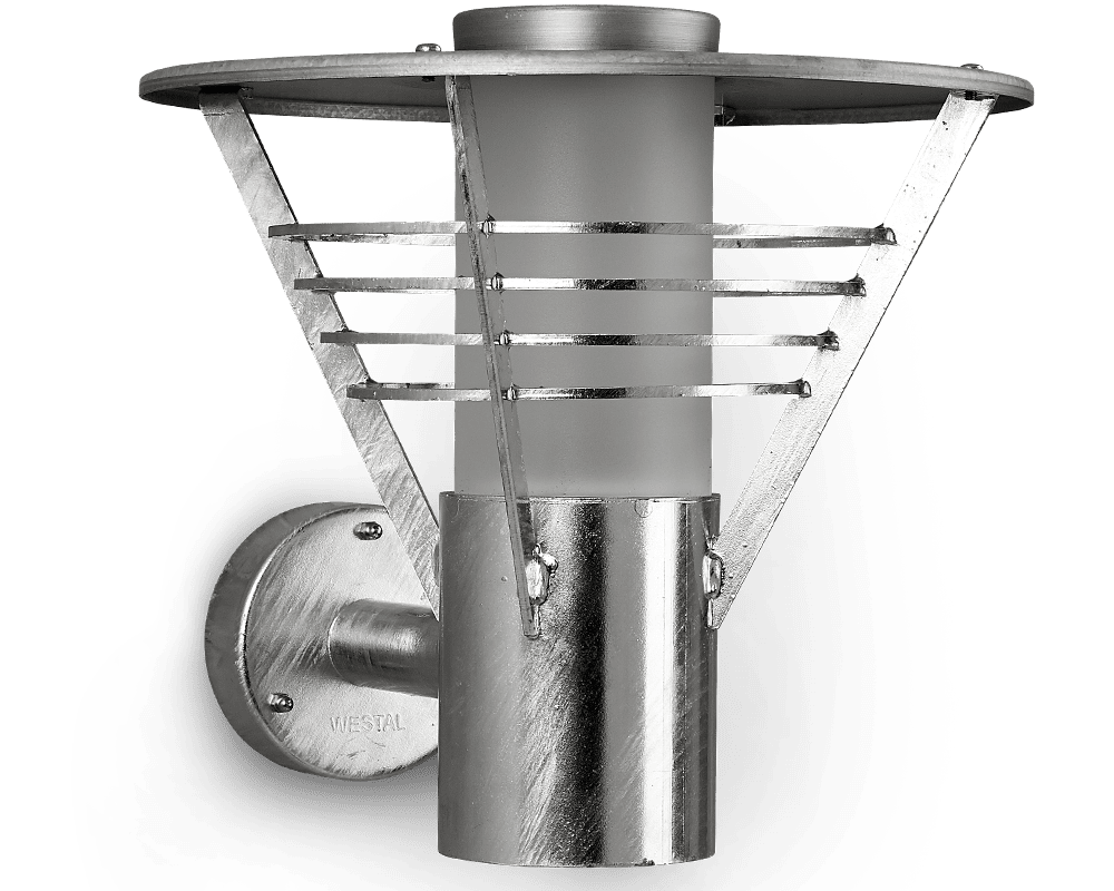 Domsand Gegalvaniseerd staal buitenlamp Van Westal - De Domsand wandlamp is een stijlvol wandarmatuur met een cirkelvormig lichtpatroon, dat verspreid wordt door een cilinder van mat acryl.