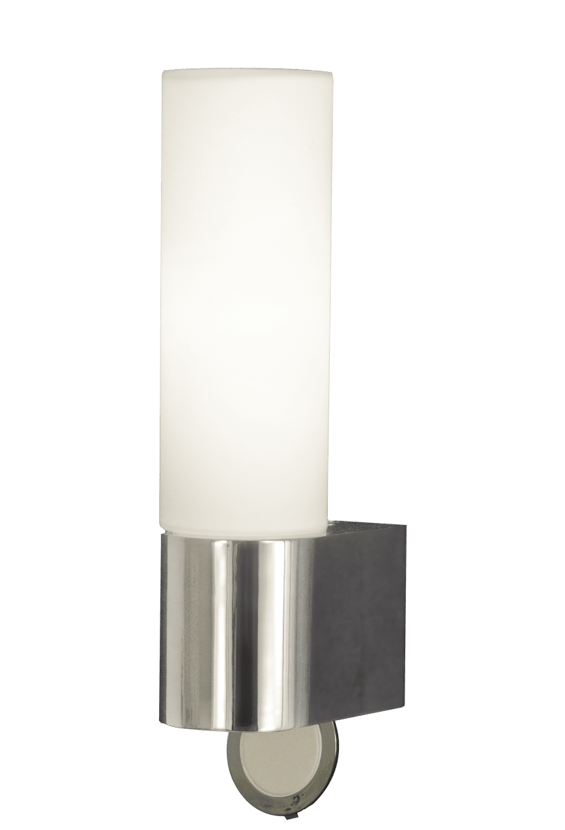 Cosenza 25cm Chroom badkamerlamp Van Aneta Lighting - Praktisch stopcontact aan de onderkant voor het aansluiten van bijvoorbeeld: een haardroger en een scheerapparaat.