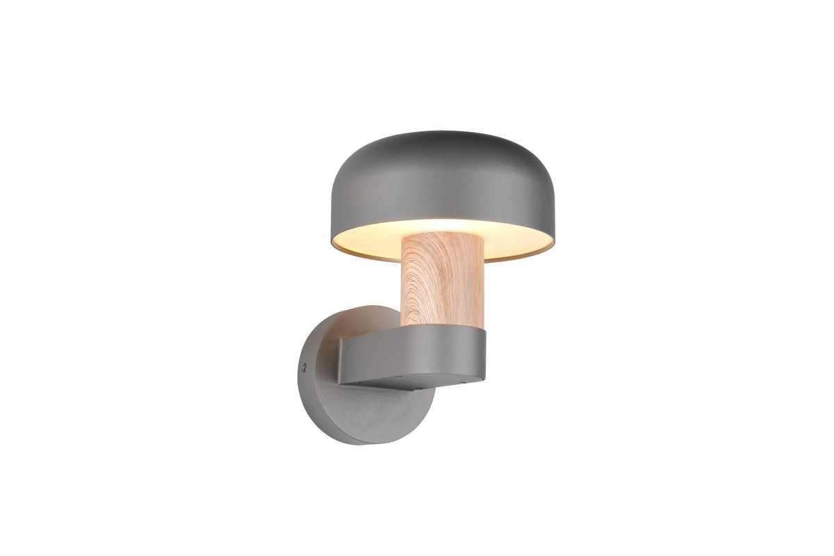 Fraser 24cm Imitatie van hout buitenlamp Van Trio Lighting - De donkergrijze afwerking en het op hout geïnspireerde deel geven de gevel een warm en stijlvol karakter.