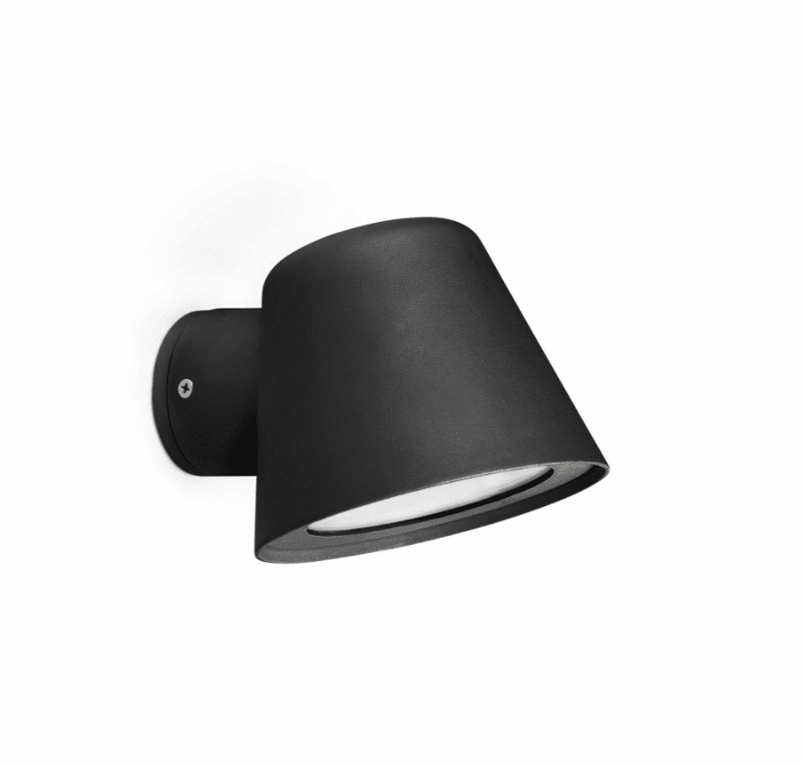 Gina Zwart buitenlamp Van Faro Barcelona - Moderne wandlamp voor buitenverlichting, gemaakt van gegoten aluminium met een transparante glazen kap.