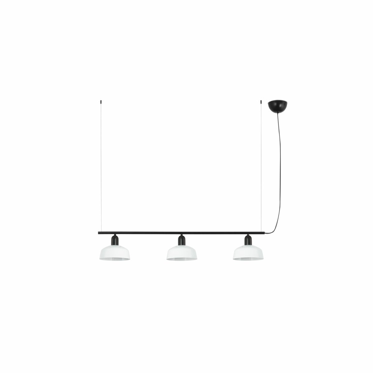 Tatawin 100cm Wit hanglamp Van Faro Barcelona - Tatawin is een plafondlamp met een zwarte structuur en een witte metalen kap die gericht en stijlvol licht geeft.