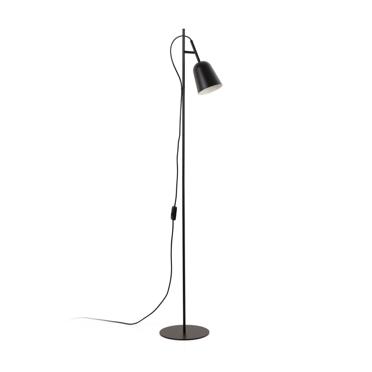 Studio Zwart vloerlamp Van Faro Barcelona - Studio is een stijlvolle staande lamp, ontworpen door Nahtrang, ge&iuml;nspireerd op het klassieke design uit de jaren 50 - tijdloos en toch modern.