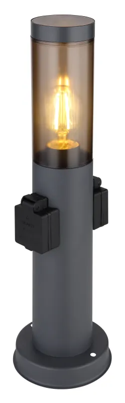 Boston 45cm Antraciet lichtpaaltjes Van Globo Lighting - Tillverkad i rostfritt st&aring;l med en r&ouml;kf&auml;rgad plastsk&auml;rm ger den ett mjukt och behagligt ljus.